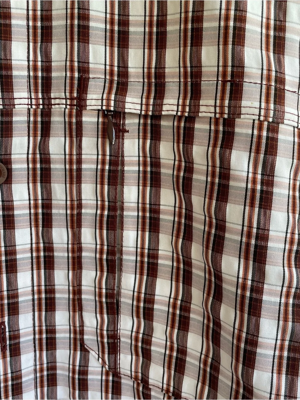 The North Face Men's Burgundy and White Plaid Button-Down Shirt